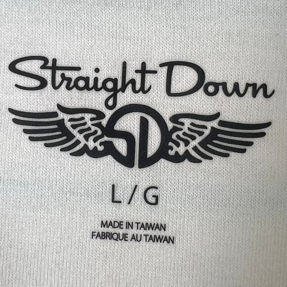 Straight Down Polo men’s Large white w/ blue stripe polyester spandex blend Golf - Picture 4 of 7